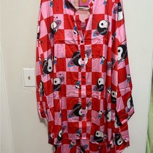 Dressed in LALA - Red and Pink Checkered Space Playsuit Size XL